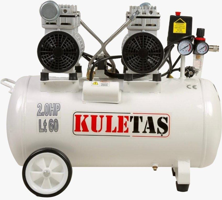Kuletaş Süper Sessiz Yağsız Kompresör 60 Litre Çift Motor